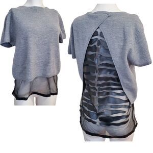 Sachin + Babi Knit Mesh Skeleton Spine Skeleton Wool Sweater 2 layer Size S gray